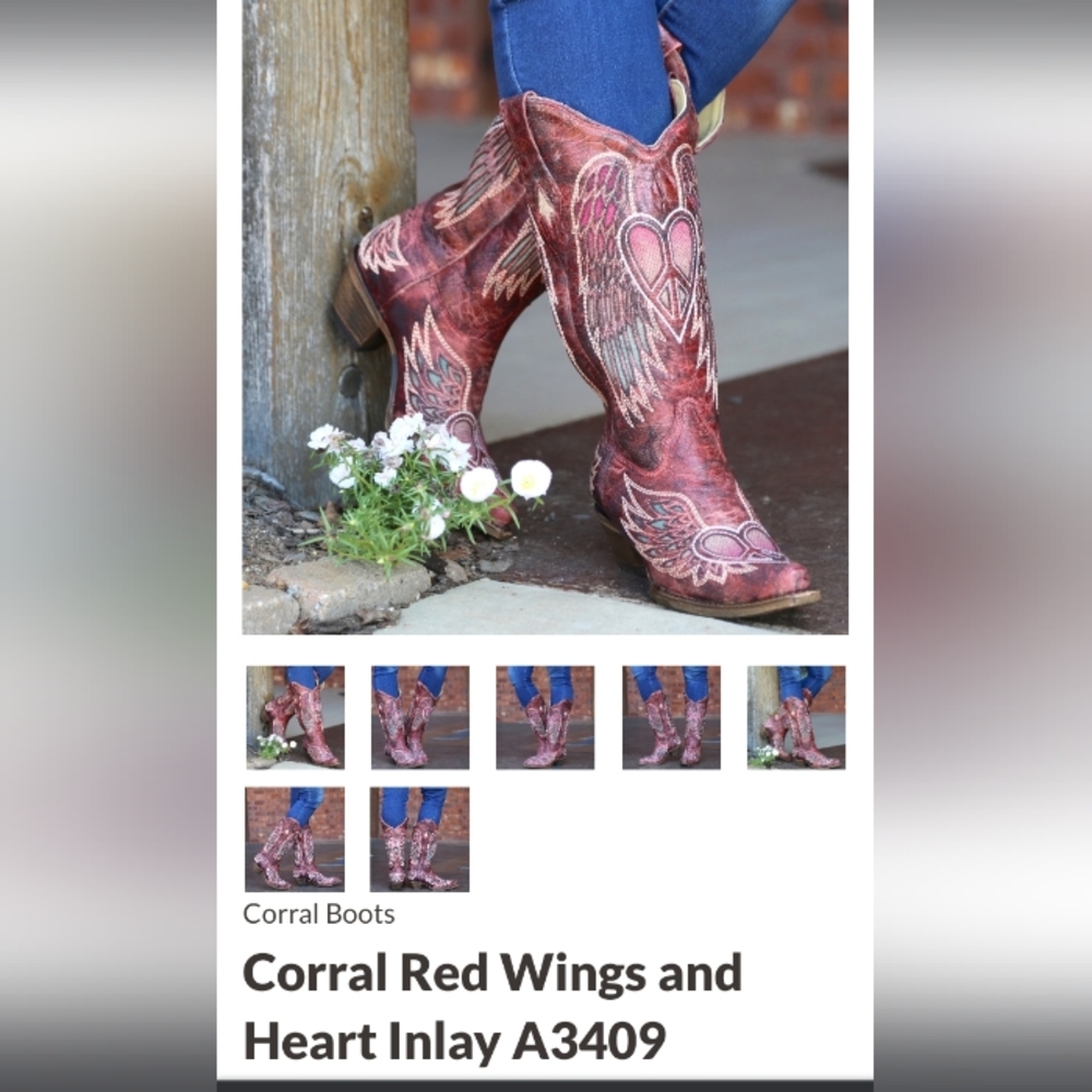 DISO Corral Red Wing and Heart Boots Size 10